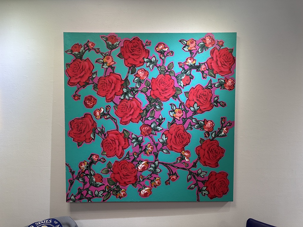Red Roses painting on wall